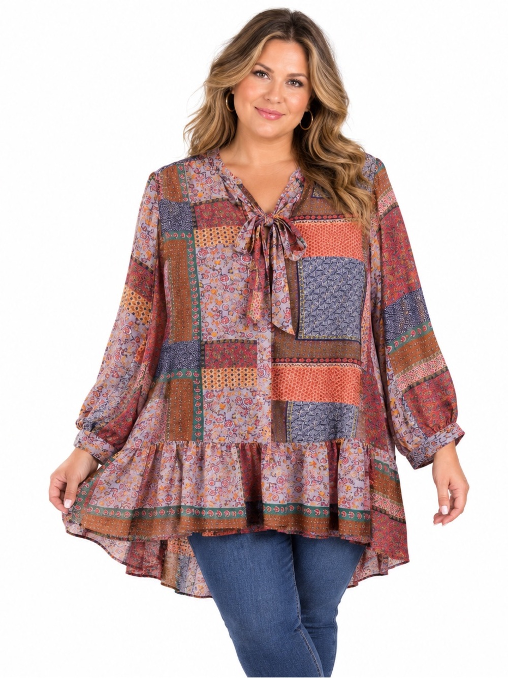 Roaman`s Bohemian Patchwork Tunic
